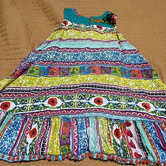 Antica sartaria sleeveless top dress 8 patch work fringe hem - Picture 2 of 8